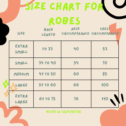 robe size chart