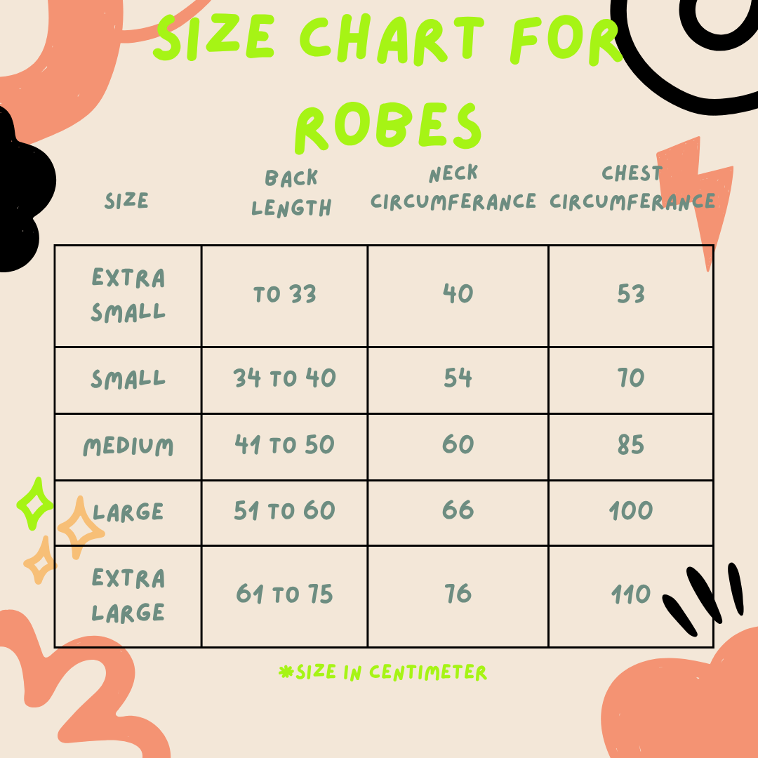 robe size chart
